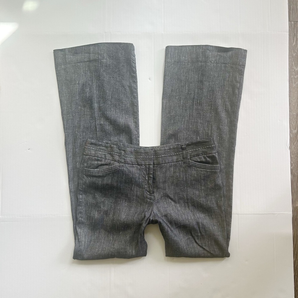 2000s Low Rise Flare Linen Blend Trousers Office Siren Y2K Preppy Parisian